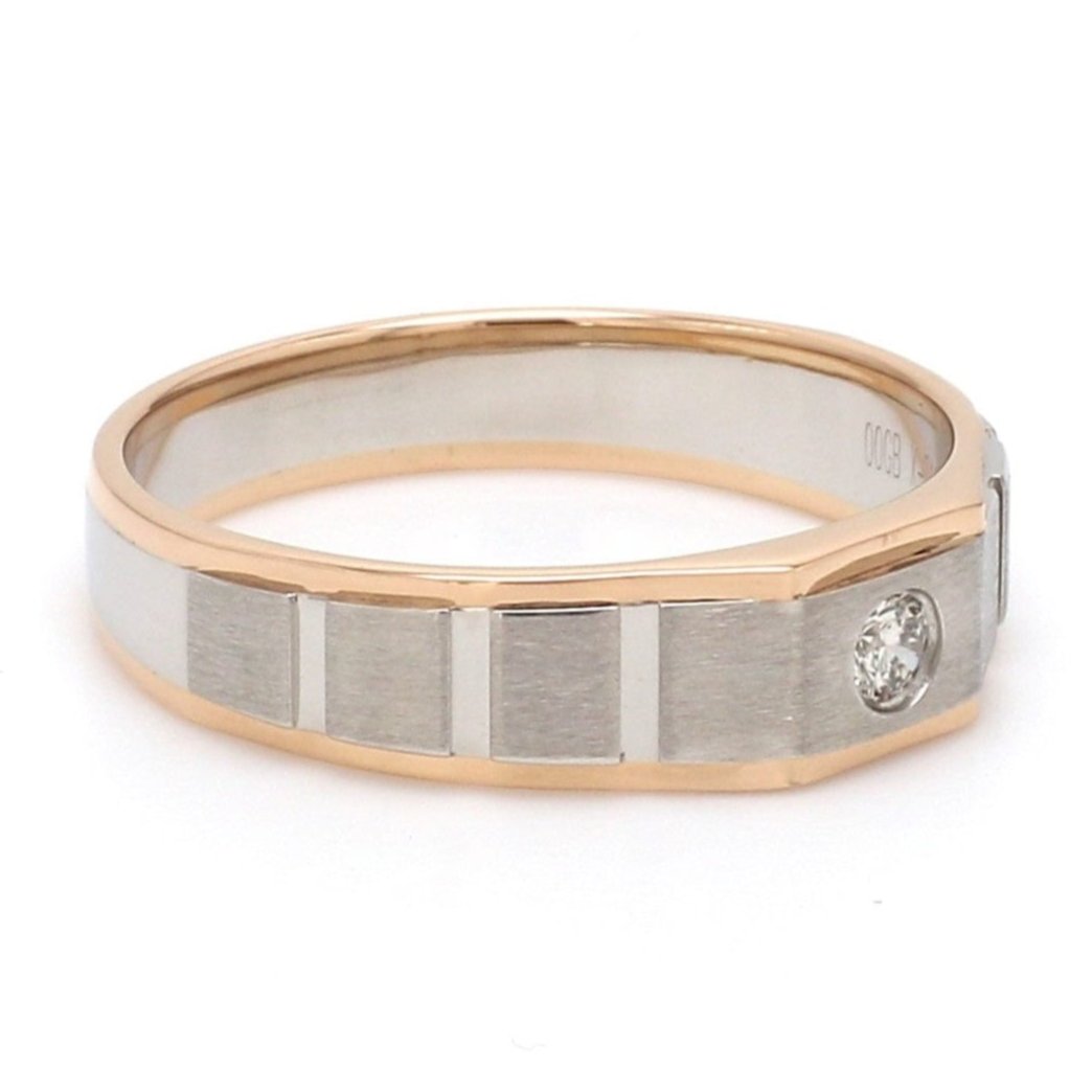 Men of Platinum | Square Profile Rose Gold Platinum Single Diamond Ring JL PT 994