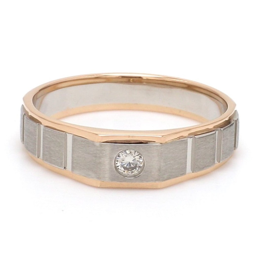 Men of Platinum | Square Profile Rose Gold Platinum Single Diamond Ring JL PT 994