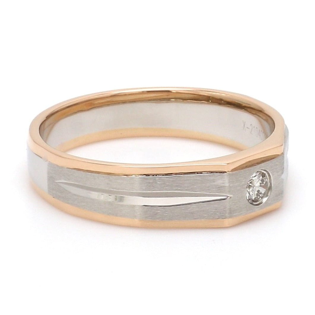 Platinum & Rose Gold Fusion Single Diamond Ring for Men JL PT 995