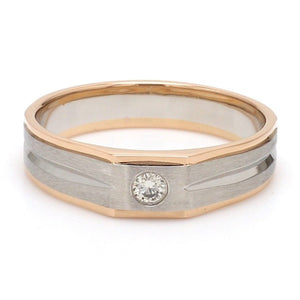 Platinum & Rose Gold Fusion Single Diamond Ring for Men JL PT 995