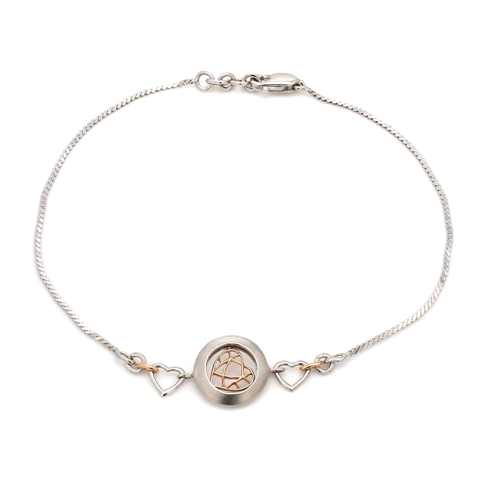 Platinum Rose Gold Heart Bracelet for Women JL PTB 745