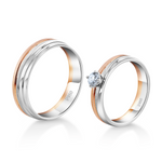 Load image into Gallery viewer, Platinum Rose Gold Plain Men&#39;s &amp; Diamonds Women&#39;s Couple Rings JL PT 1256
