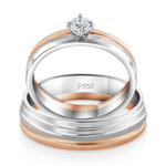 Load image into Gallery viewer, Platinum Rose Gold Plain Men&#39;s &amp; Diamonds Women&#39;s Couple Rings JL PT 1256
