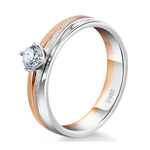 Load image into Gallery viewer, Platinum Rose Gold Plain Men&#39;s &amp; Diamonds Women&#39;s Couple Rings JL PT 1256
