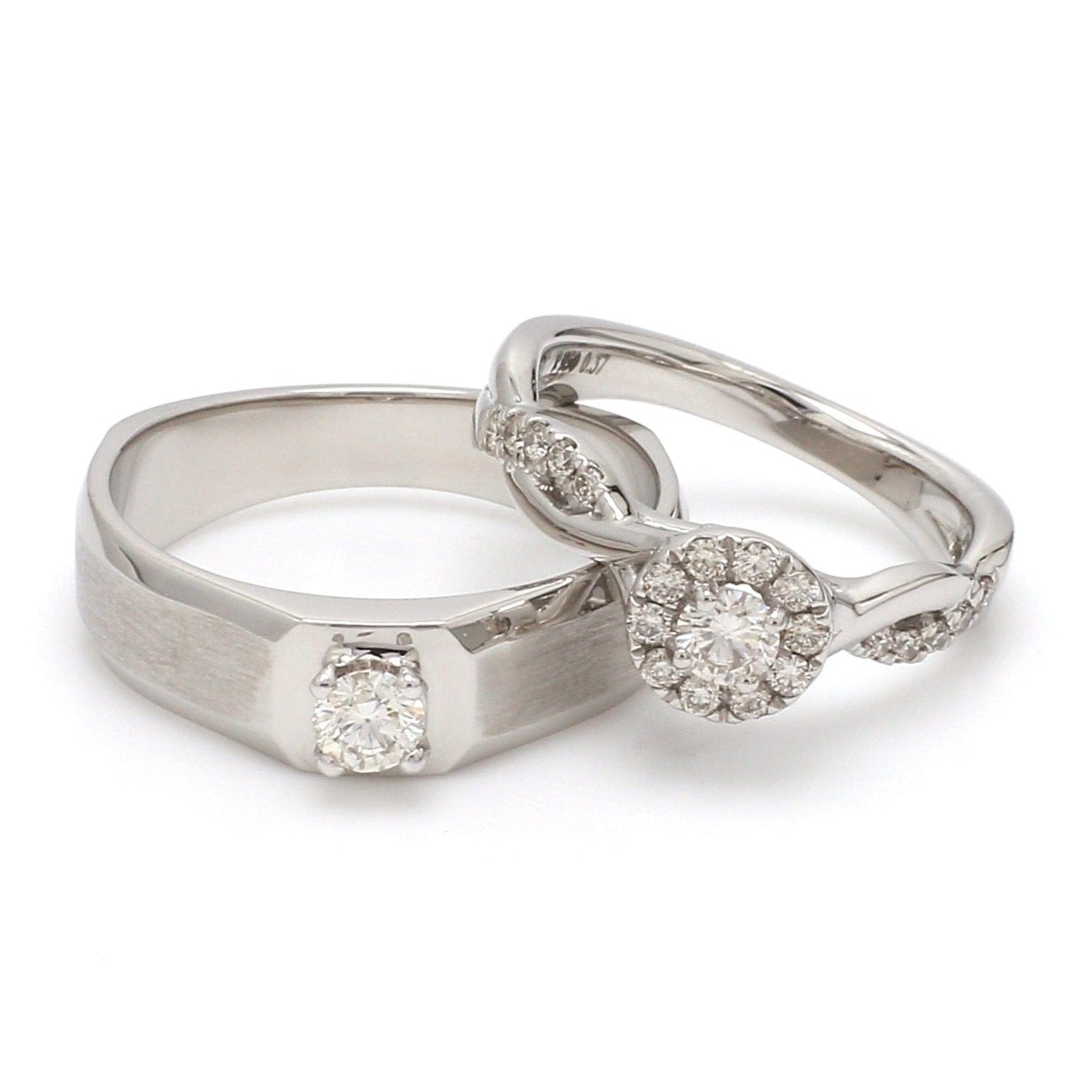 Platinum Solitaire Couple Rings JL PT 983