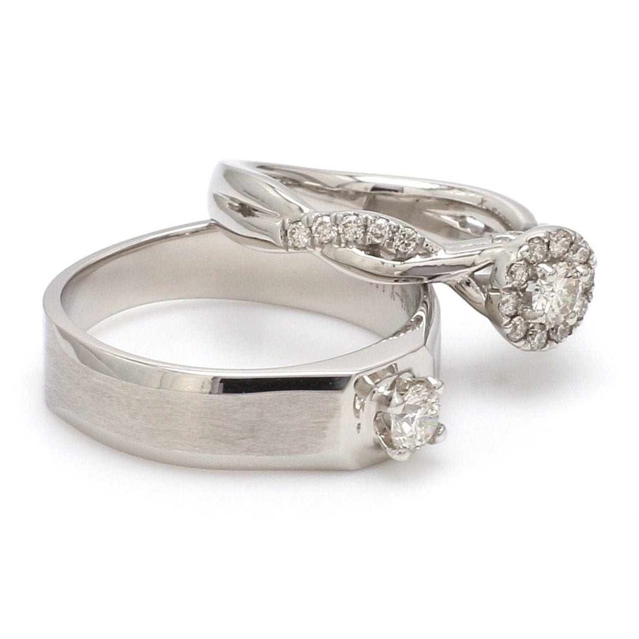 Platinum Solitaire Couple Rings JL PT 983