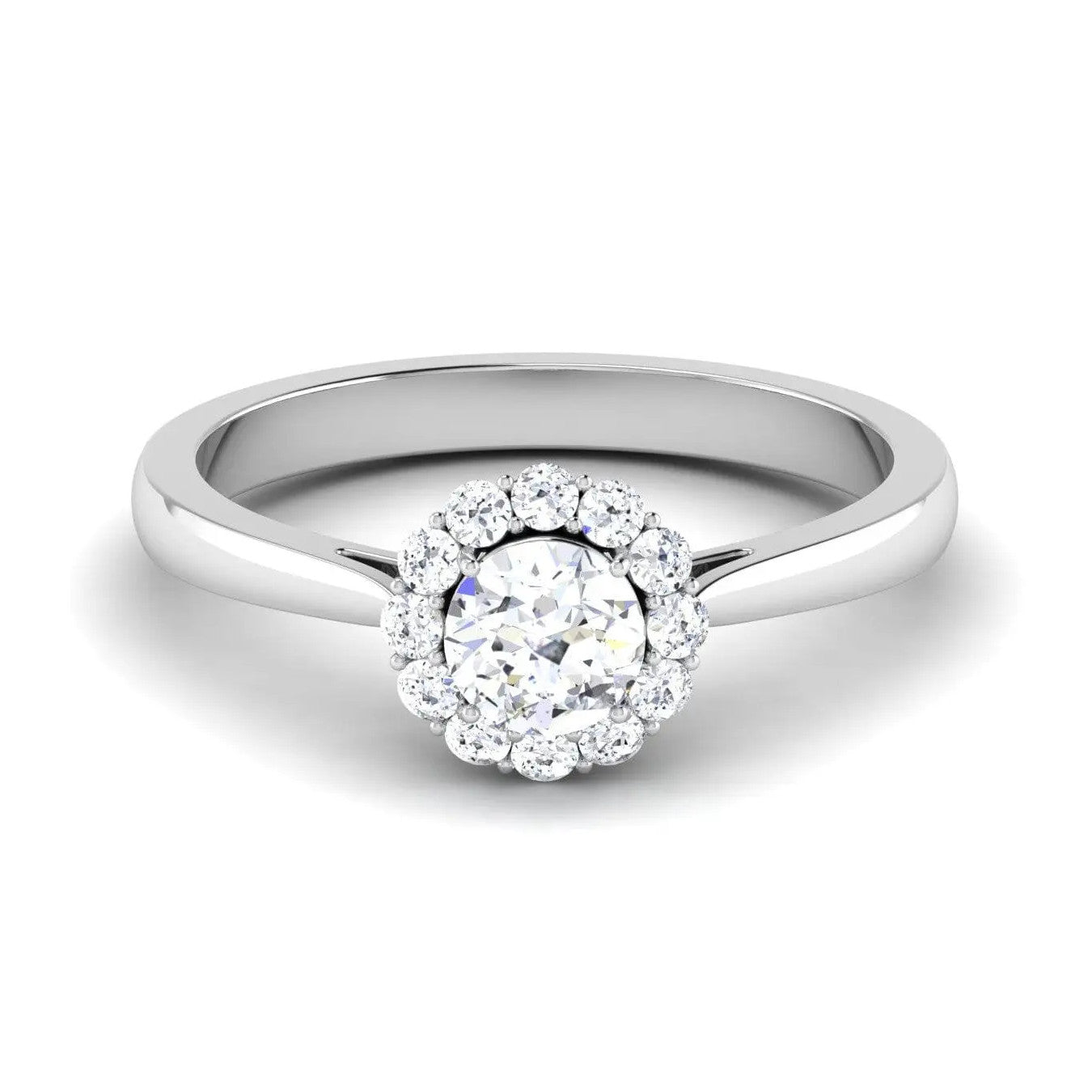 Platinum Solitaire Diamond Engagement Ring with Single Halo JL PT 498