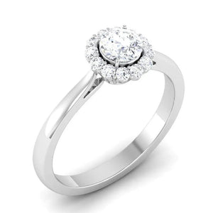 Platinum Solitaire Diamond Engagement Ring with Single Halo JL PT 498