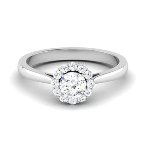 Platinum Solitaire Diamond Engagement Ring with Single Halo JL PT 498