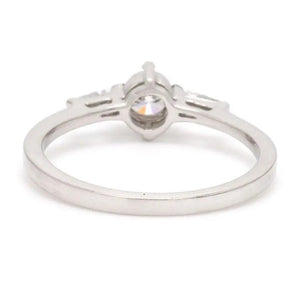 Platinum Solitaire Engagement Ring with Baguette Accents JL PT 265-A