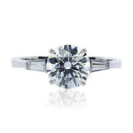 Load image into Gallery viewer, Platinum Solitaire Engagement Ring with Baguette Accents JL PT 265-A
