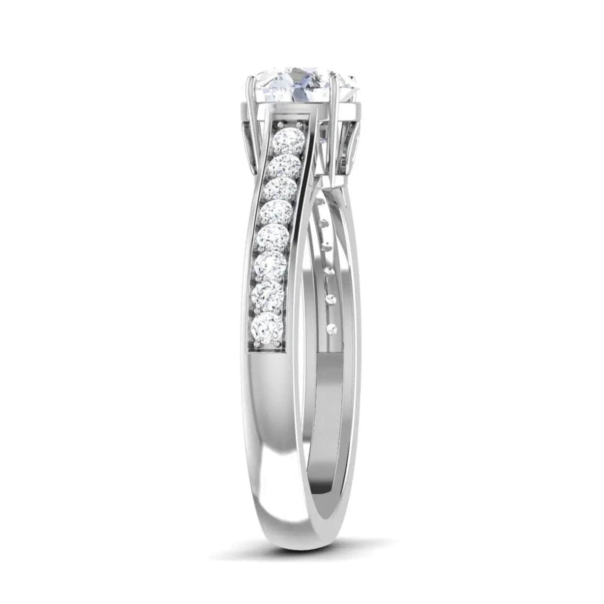 50-Pointer Lab Grown Solitaire Diamond Shank Engagement Platinum Ring for Women JL PT LG G 512