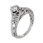 Load image into Gallery viewer, Platinum Solitaire Engagement Ring with Engraving JL PT 506
