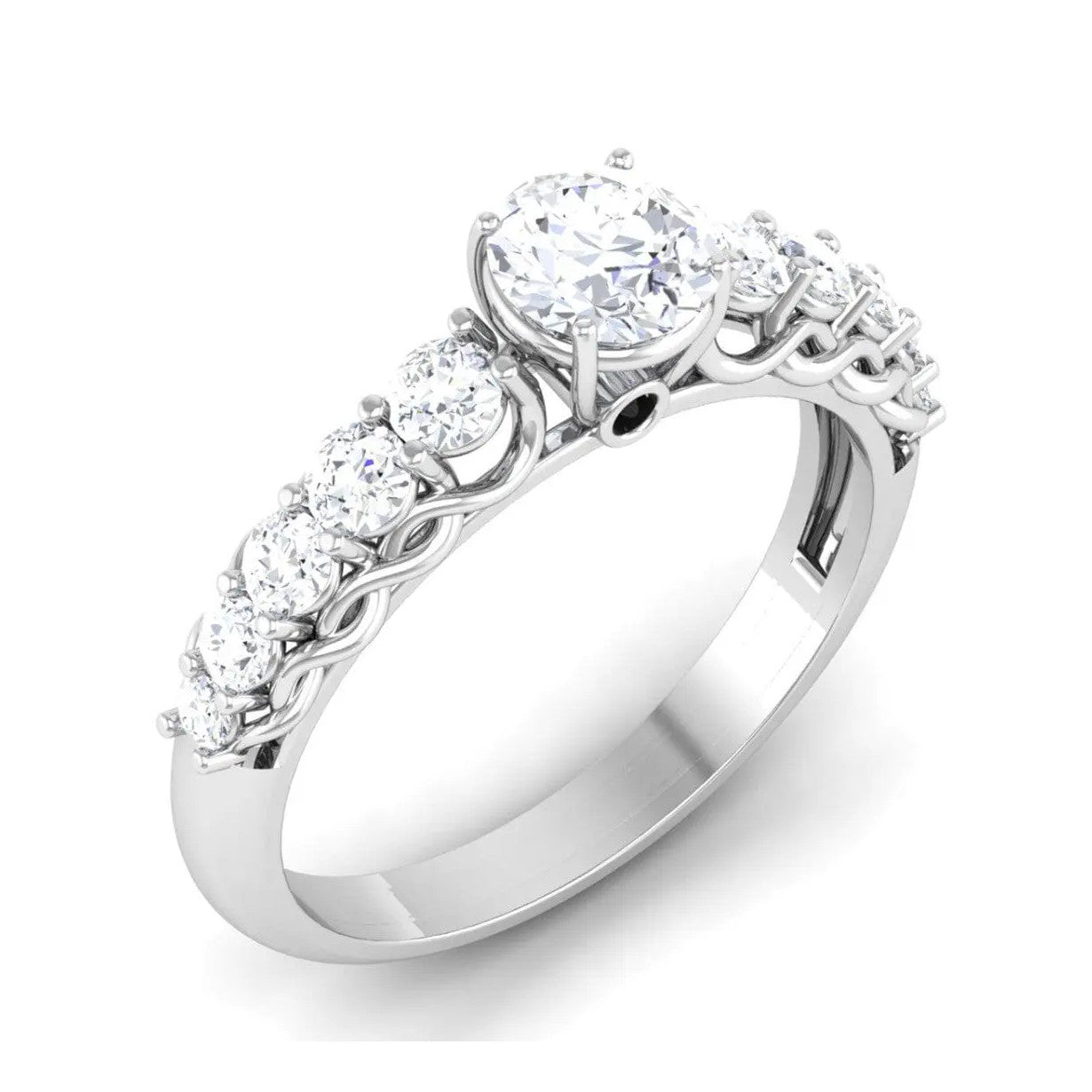 50 Pointer Platinum Diamond Solitaire Ring with Diamond Accents For Women JL PT 484