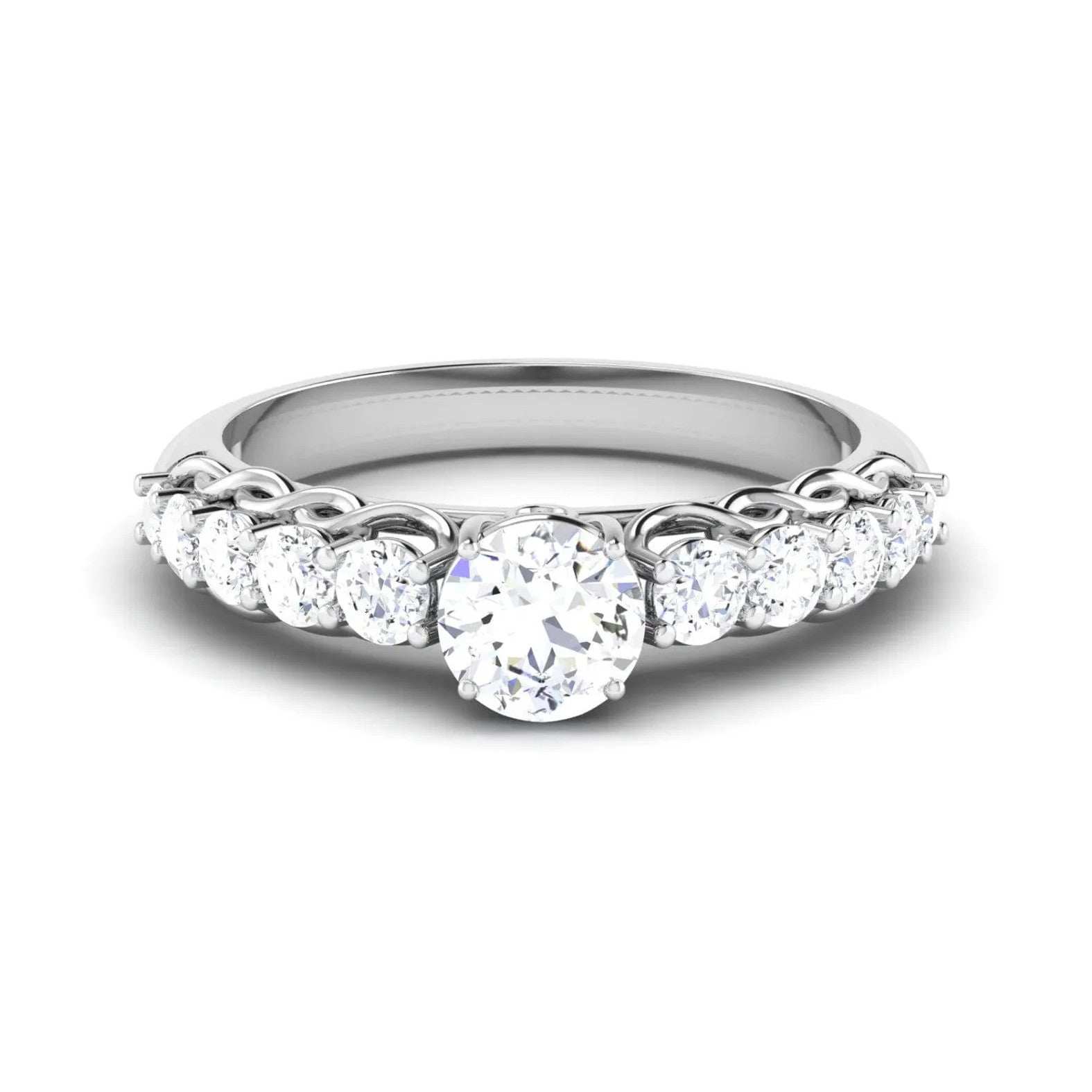 50 Pointer Platinum Diamond Solitaire Ring with Diamond Accents For Women JL PT 484