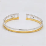 Load image into Gallery viewer, Platinum &amp; Yellow Gold Open Kada for Men JL PTB 625-Yellow
