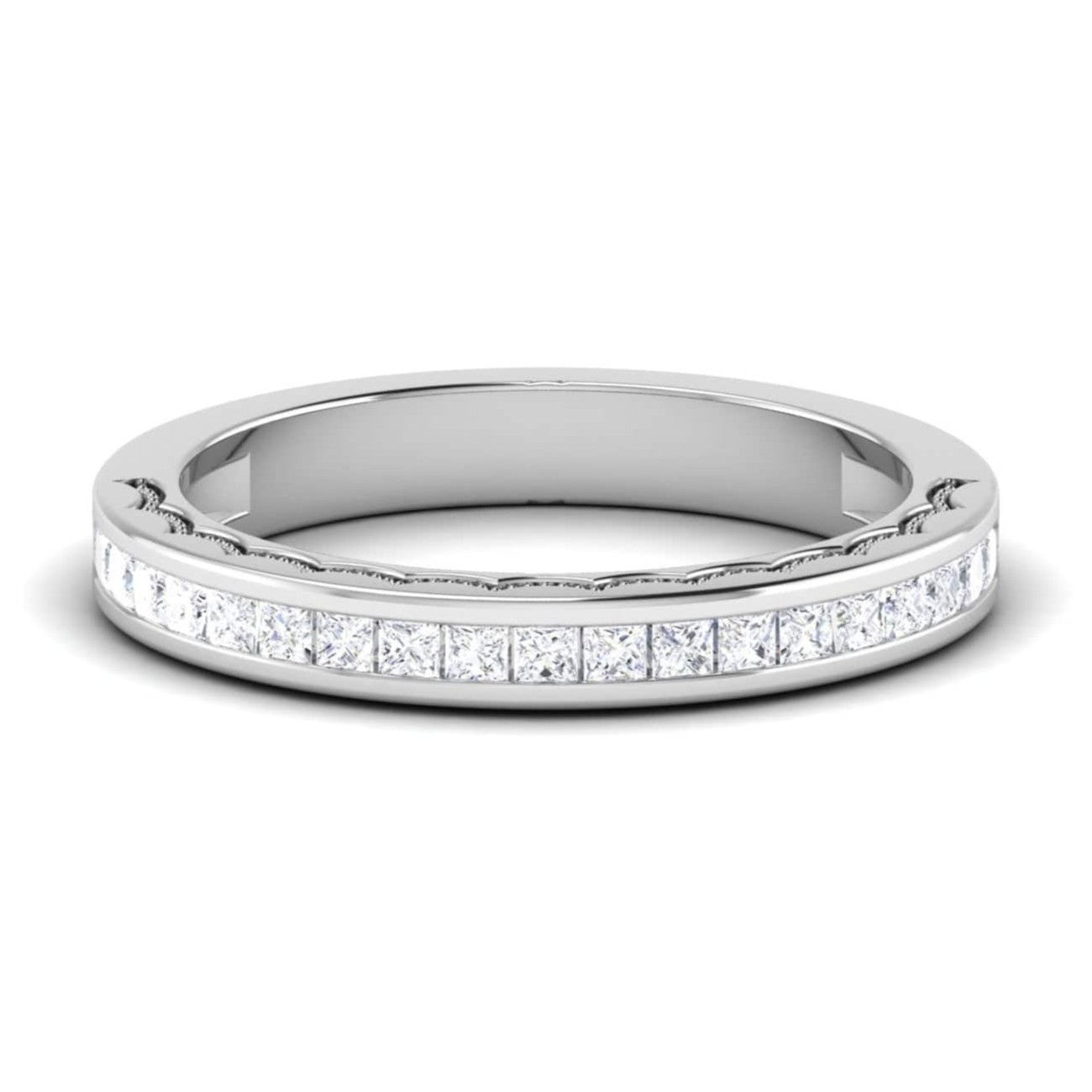 Princess Cut Half Eternity Platinum Wedding Ring JL PT RD RN 6764