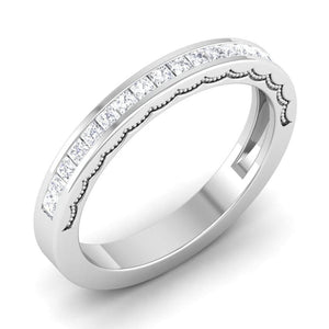 Princess Cut Half Eternity Platinum Wedding Ring JL PT RD RN 6764