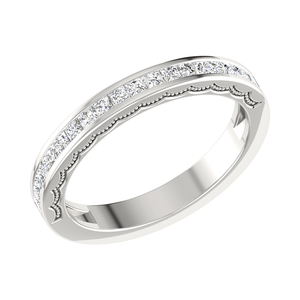 Princess Cut Half Eternity Platinum Wedding Ring JL PT RD RN 6764