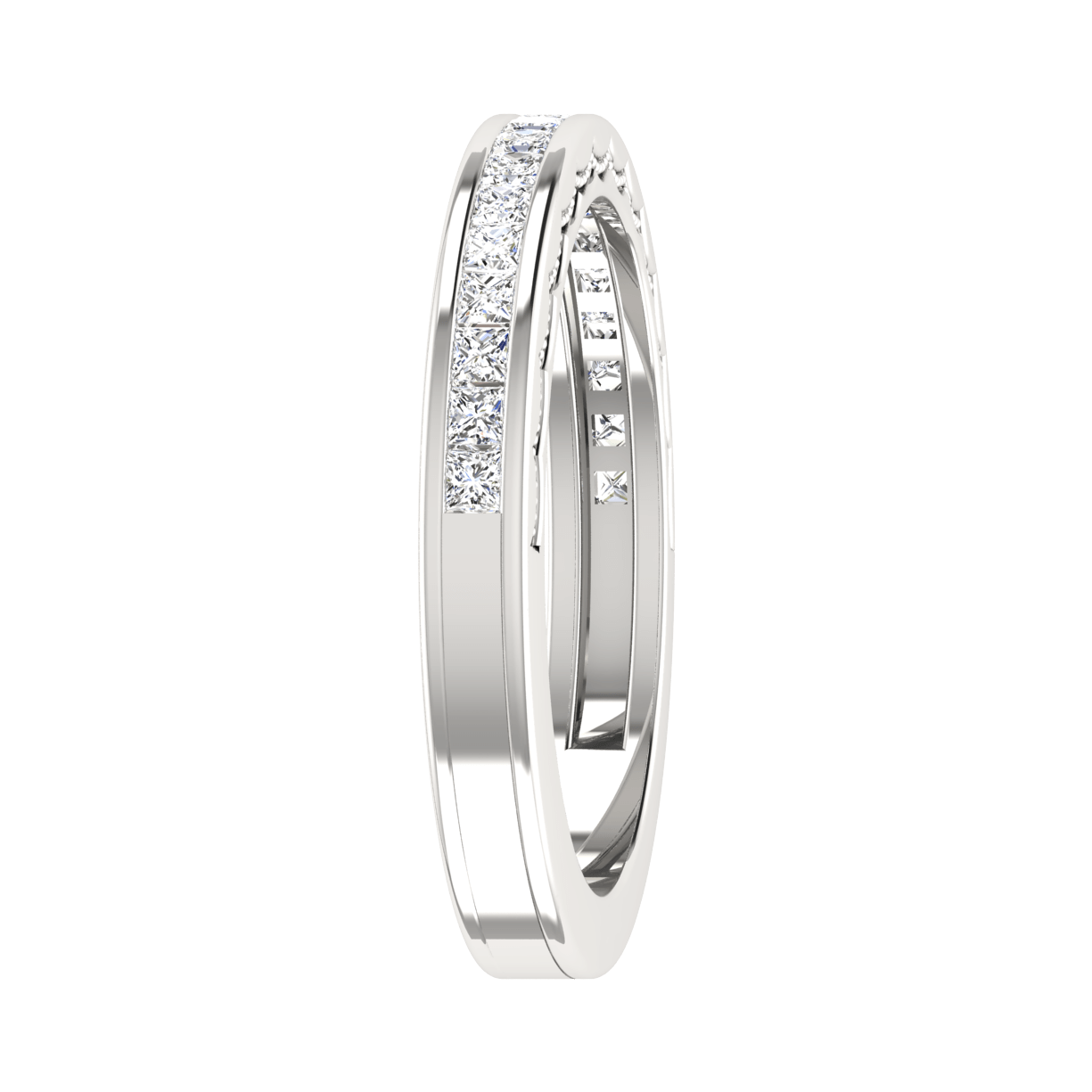 Princess Cut Half Eternity Platinum Wedding Ring JL PT RD RN 6764