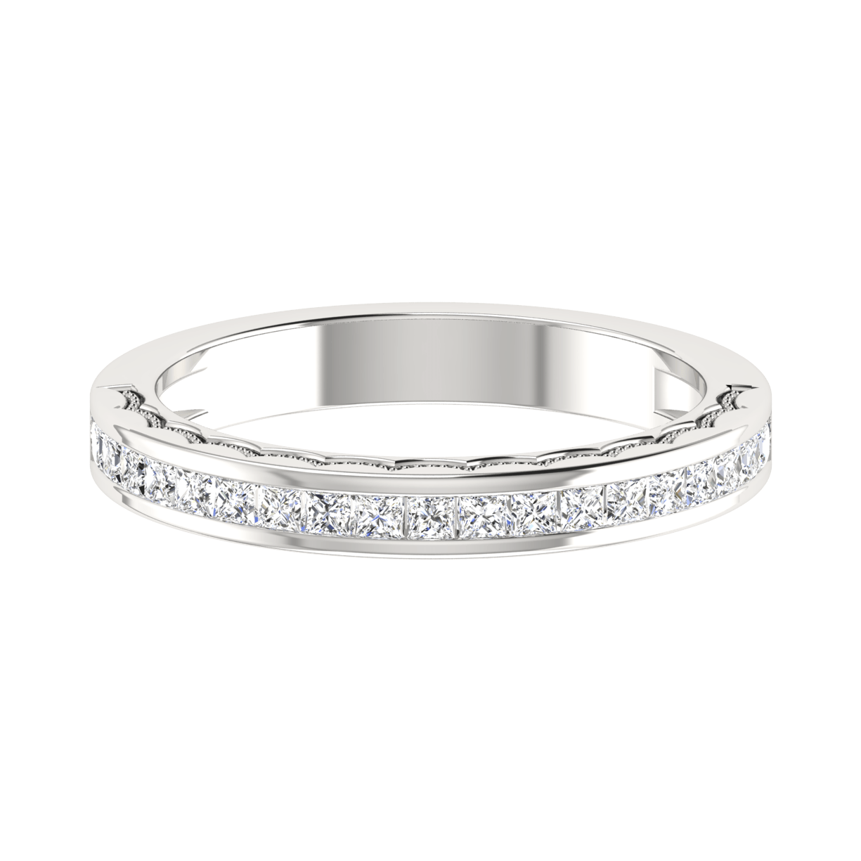 Princess Cut Half Eternity Platinum Wedding Ring JL PT RD RN 6764