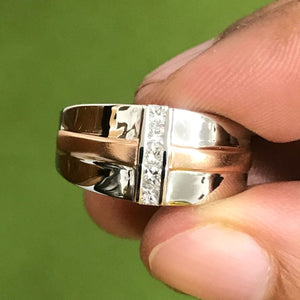 Platinum Love Bands with Rose Gold JL PT 1053