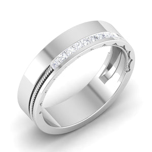 Half Eternity Platinum Wedding Band with Diamonds Ring JL PT 6747