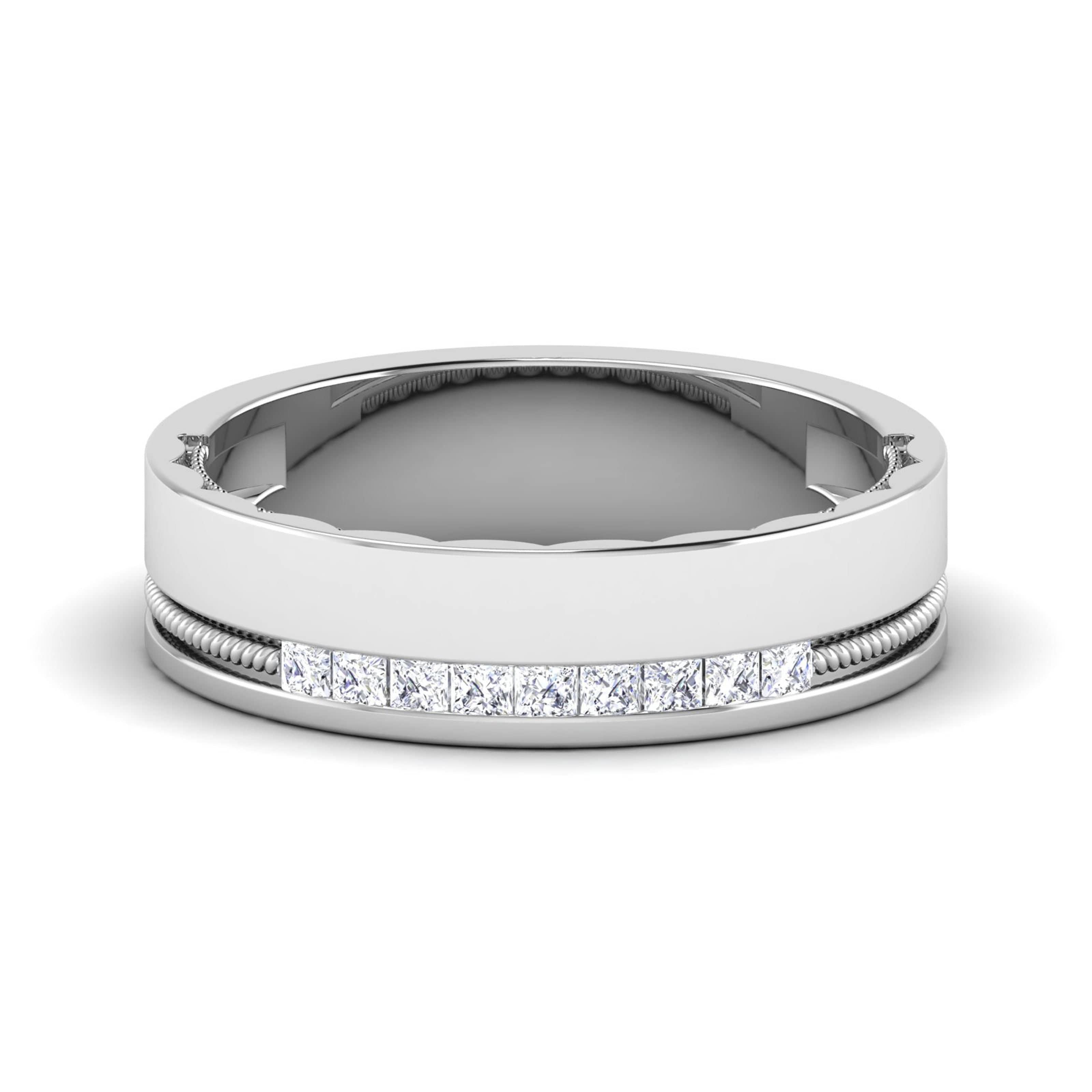 Half Eternity Platinum Wedding Band with Diamonds Ring JL PT 6747