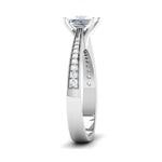 Load image into Gallery viewer, Princess Cut Solitaire Engagement Ring in Platinum with Diamond Studded Shank JL PT 487
