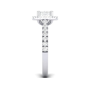 Princess Cut Solitaire Platinum Ring with Halo Setting for women JL PT 470