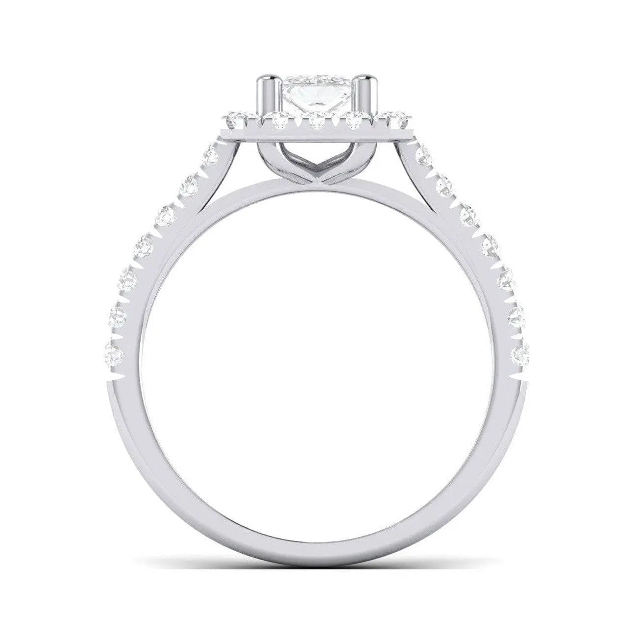 Princess Cut Solitaire Platinum Ring with Halo Setting for women JL PT 470