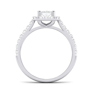 Princess Cut Solitaire Platinum Ring with Halo Setting for women JL PT 470