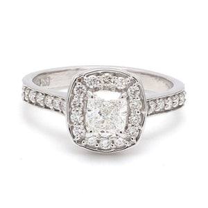 Raised Halo Solitaire Engagement Platinum Ring with Cushion Cut JL PT 661