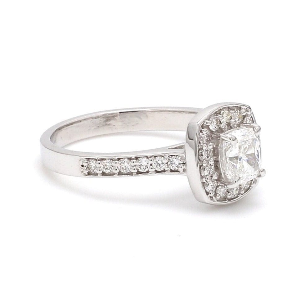 Raised Halo Solitaire Engagement Platinum Ring with Cushion Cut JL PT 661