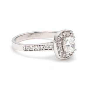 Raised Halo Solitaire Engagement Platinum Ring with Cushion Cut JL PT 661