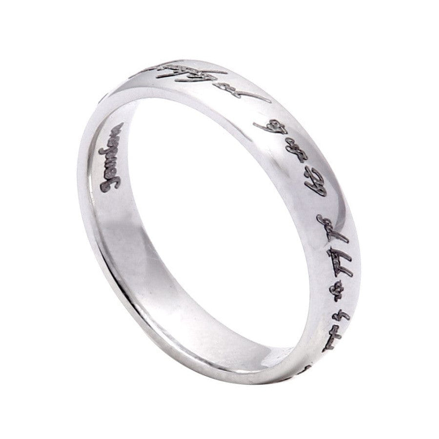 Rings of Love - Platinum Bands with Elvish Poem Engraved JL PT 438