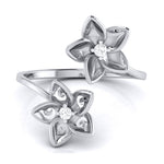 Load image into Gallery viewer, Romantic Flowery Platinum Ring for Women with 2 Diamonds JL PT LR 90
