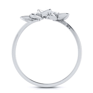 Romantic Flowery Platinum Ring for Women with 2 Diamonds JL PT LR 90