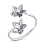 Load image into Gallery viewer, Romantic Flowery Platinum Ring for Women with 2 Diamonds JL PT LR 90
