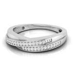 Load image into Gallery viewer, Simple His &amp; Designer Her Platinum Couple Rings with Diamonds JL PT 531
