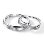 Load image into Gallery viewer, Simple His &amp; Designer Her Platinum Couple Rings with Diamonds JL PT 531
