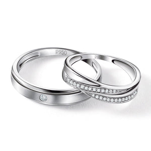 Simple His & Designer Her Platinum Couple Rings with Diamonds JL PT 531