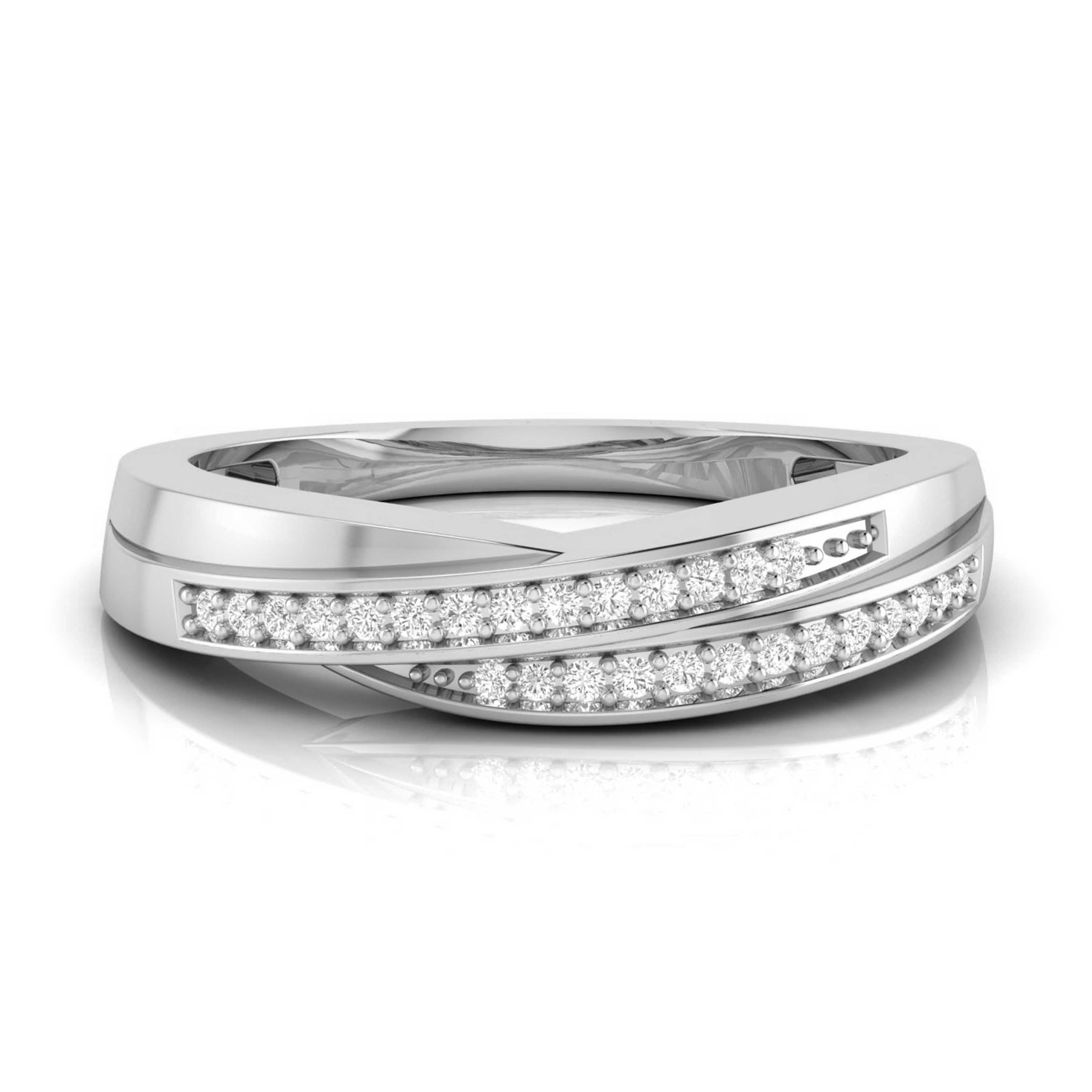 Simple His & Designer Her Platinum Couple Rings with Diamonds JL PT 531