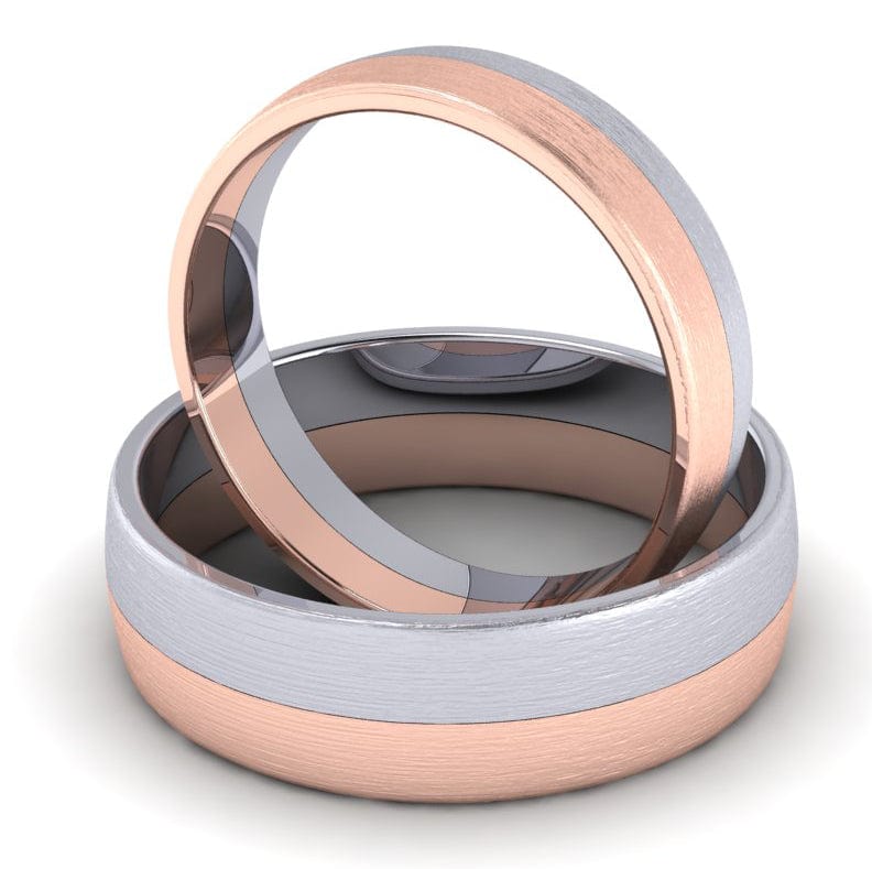 Simple Matte Finish Platinum & Rose Gold Couple Rings JL PT 634