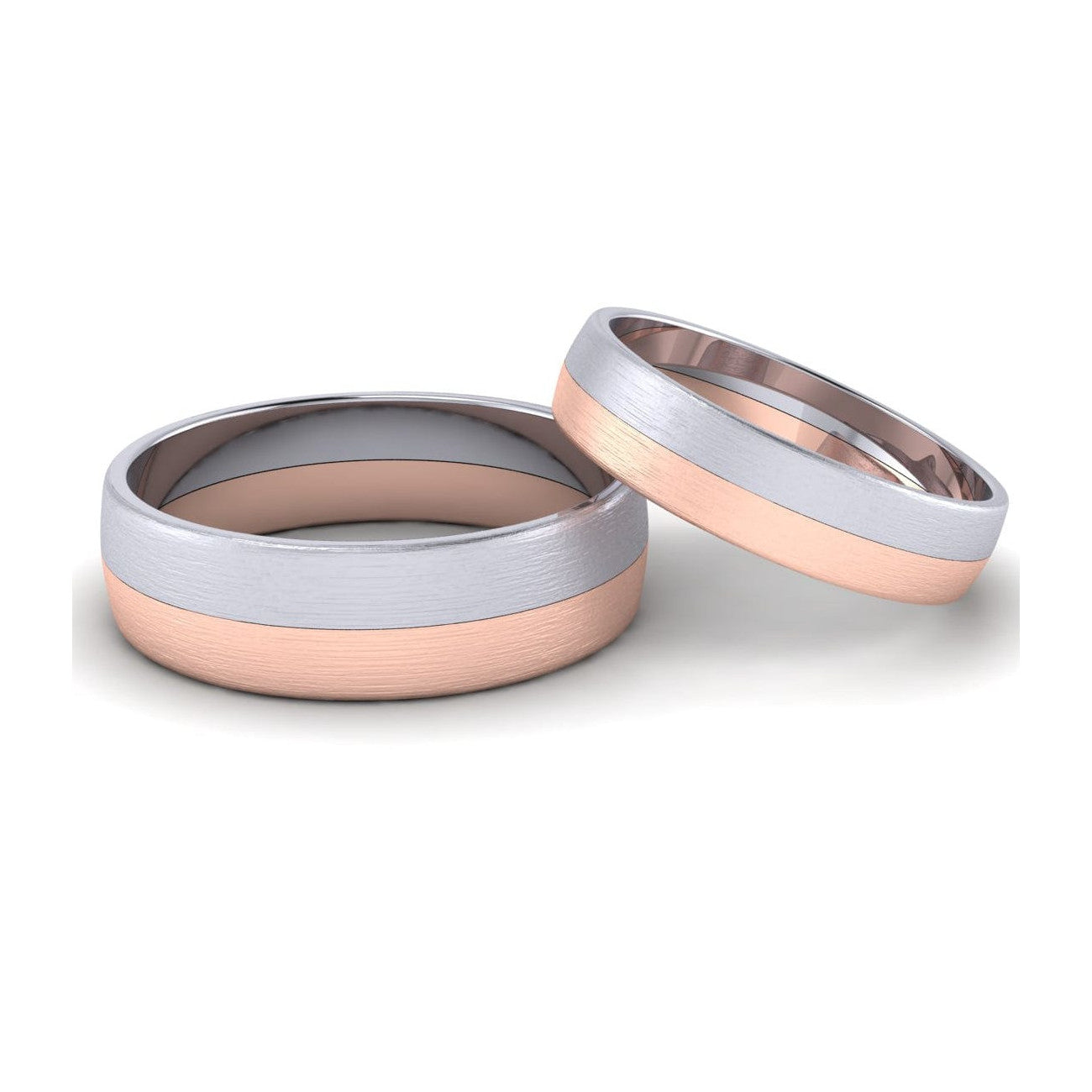 Simple Matte Finish Platinum & Rose Gold Couple Rings JL PT 634