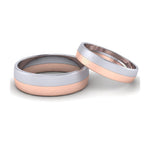 Load image into Gallery viewer, Simple Matte Finish Platinum &amp; Rose Gold Couple Rings JL PT 634
