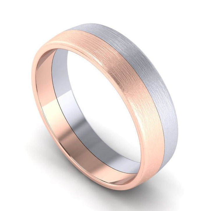 Simple Matte Finish Platinum & Rose Gold Couple Rings JL PT 634