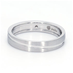 Simple Platinum Couple Rings with Curvilinear Groove JL PT 569