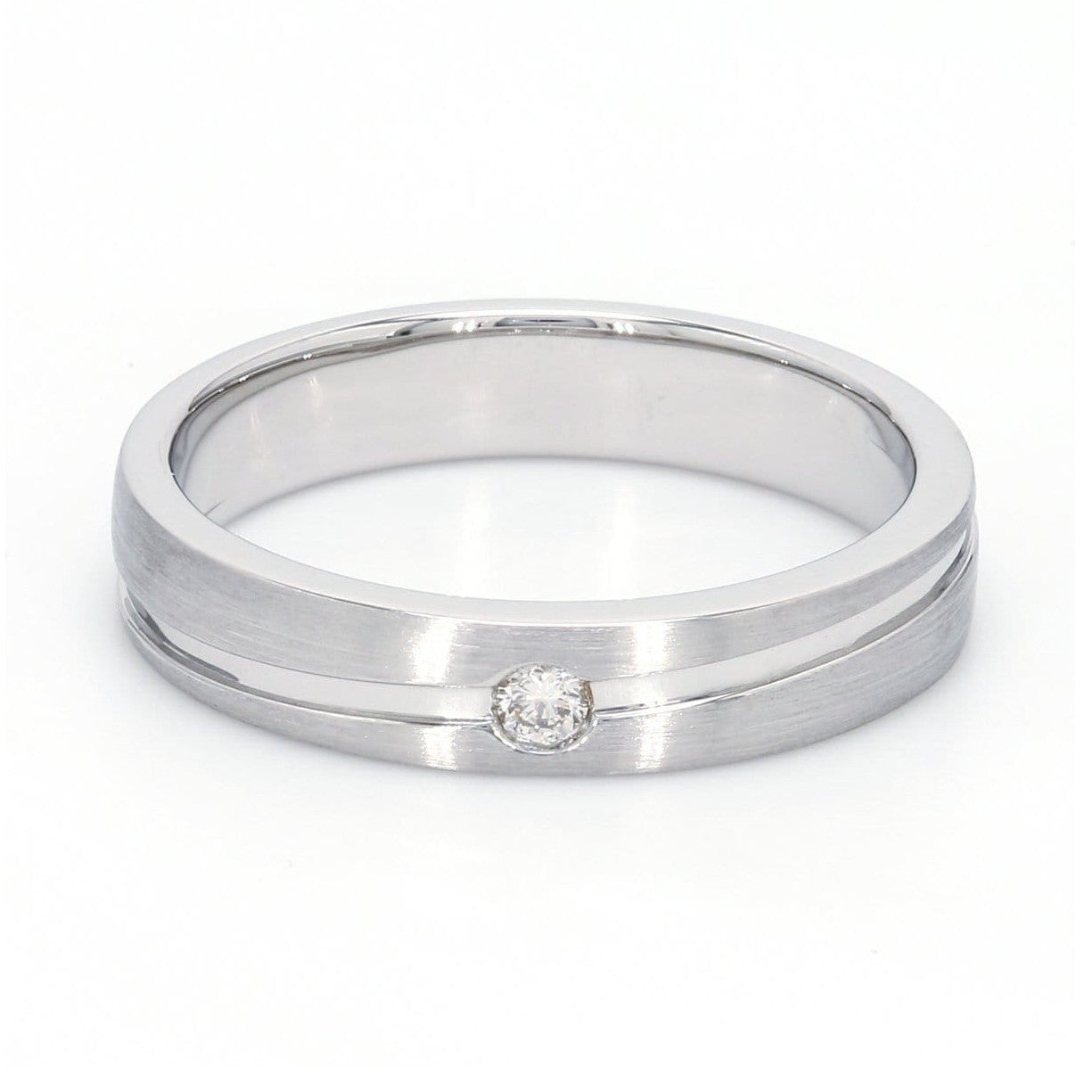 Simple Platinum Couple Rings with Curvilinear Groove JL PT 569