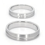 Load image into Gallery viewer, Simple Platinum Couple Rings with Curvilinear Groove JL PT 569
